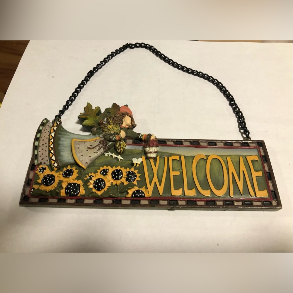 Hanging Welcome Sign Decorative Sunflower Garden